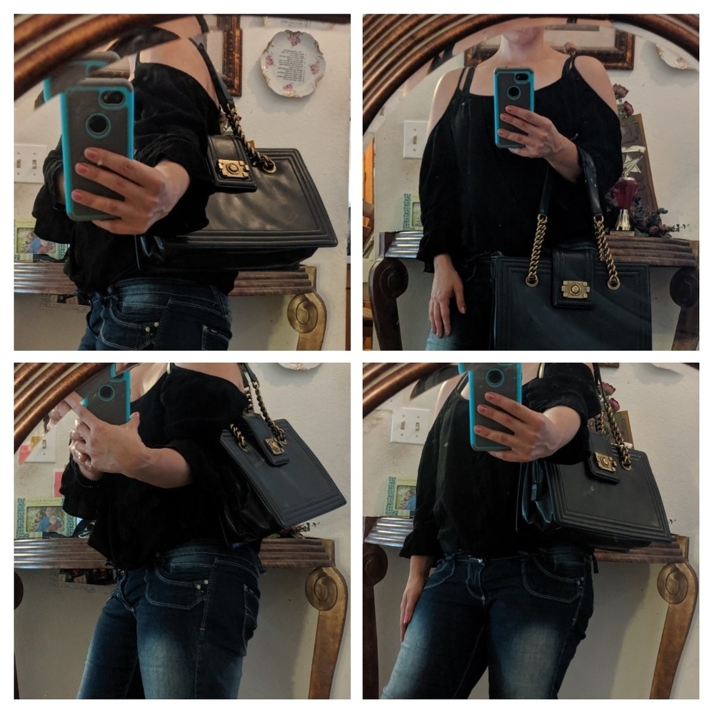 🚨🎉 HP 🎉CHANEL Boy Black Tote Calfskin Leather Rare!Limited Edition - Picture 16 of 16
